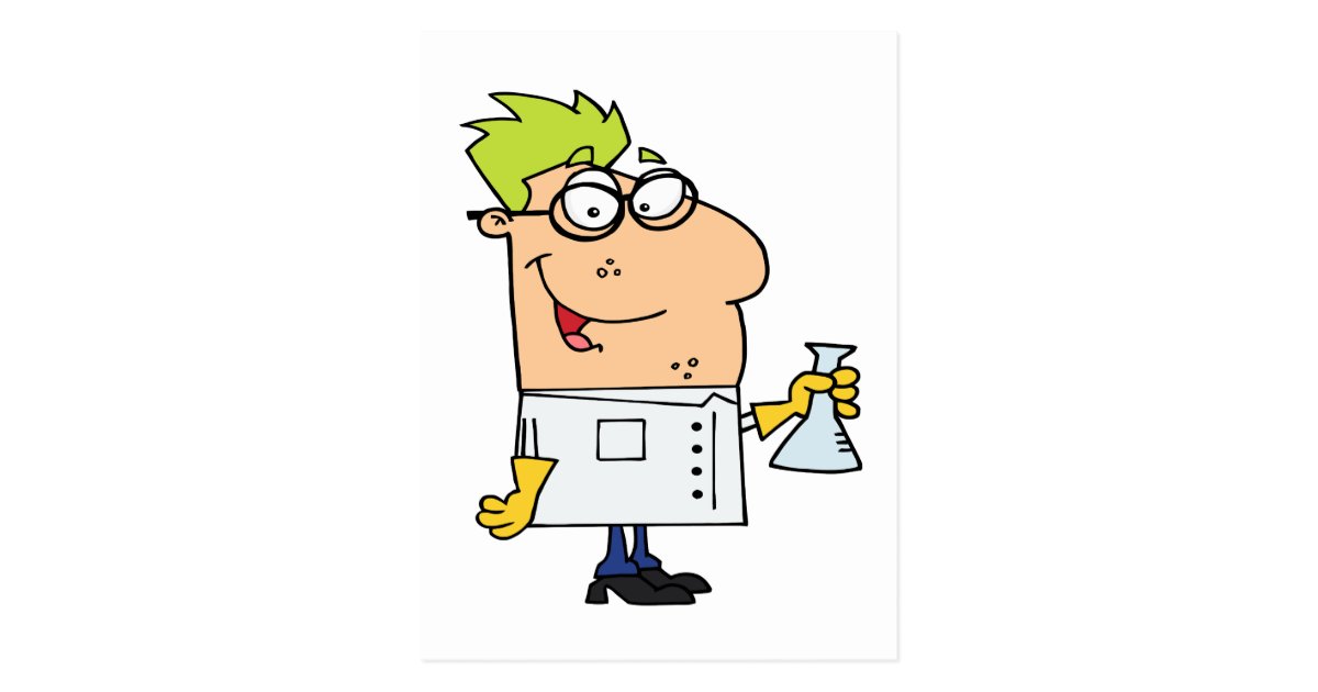 funny science nerd cartoon character postcard Zazzle