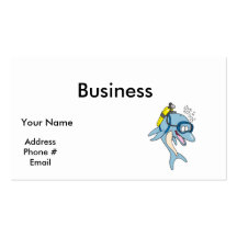 funny scuba diving dolphin business card template