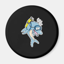 funny scuba diving dolphin magnets