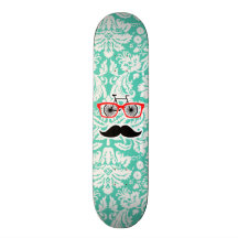 Funny Seafoam Green Damask Skate Board