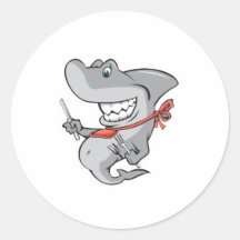 funny shark ready to eat round stickers