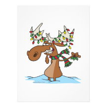 funny silly christmas moose cartoon personalised announcements