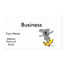 funny skateboarding koala bear business card