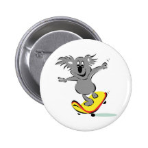 funny skateboarding koala bear button