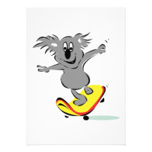 funny skateboarding koala bear custom invitation