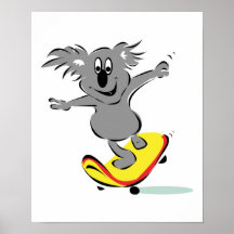 funny skateboarding koala bear print