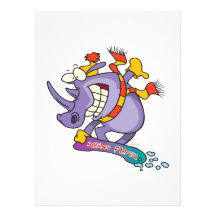 funny snowboarder snowboarding rhino cartoon custom announcement