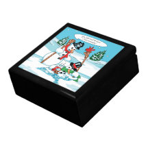 Funny Snowman with Hot Chocolate Cartoon Keepsake Boxes