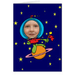 Funny Space Man Face Template Greeting Card