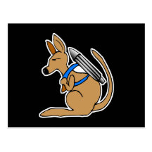 funny speedy rocket kangaroo post card