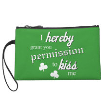 Funny St Patricks day kiss me irish Wristlet Clutch