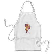 funny super hero hot dog character apron
