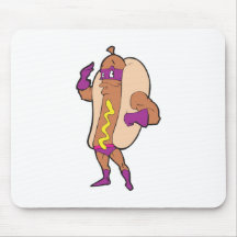 funny super hero hot dog character mousemat