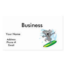 funny surfing koala bear business card template