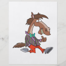 funny thumbs up nerdy horse cartoon flyer design