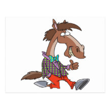 funny thumbs up nerdy horse cartoon post card
