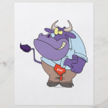 funny tough bull cartoon flyer design