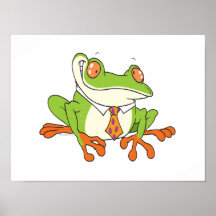 funny tree frog wearing a neck tie cartoon print