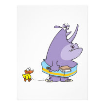 funny tub tubby time rhino cartoon invites
