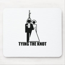 Funny, "Tying the knot" wedding design Mousepad