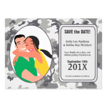 Funny Urban Camo Save The Date Invite Announcement