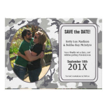 Funny Urban Camo Save The Date Invite Announcement