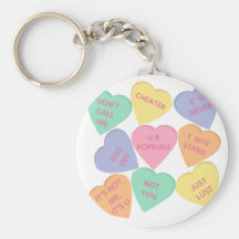 Funny Valentine's Day conversation hearts Keychain