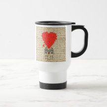 Funny vintage Skeleton and red heart Mugs