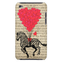 Funny vintage zebra & heart balloons iPod Case-Mate cases