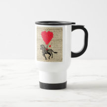 Funny vintage zebra & heart balloons mugs