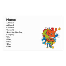 funny water monster vector cartoon character business card template