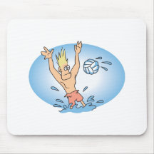 funny waterpolo dude cartoon mousepads