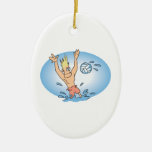 funny waterpolo dude cartoon christmas tree ornament