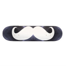 Funny white moustache 18 skateboard deck