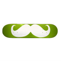 Funny white moustache 8 skate deck