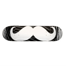 Funny white moustache custom skate board