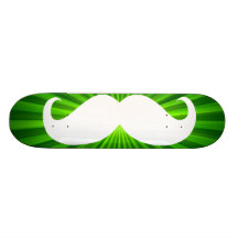 Funny white moustache on green background 2 custom skateboard