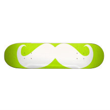 Funny white moustache on green background custom skateboard