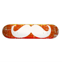 Funny white moustache skate board decks