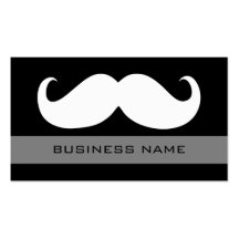 Funny White Mustache and Plain Black Business Card Template