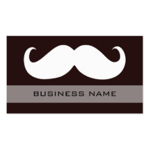 Funny White Mustache and Plain Brown Business Card Template