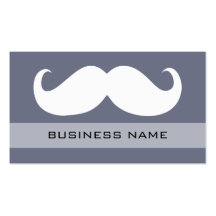 Funny White Mustache and Plain Grey Business Card Templates