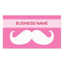 Funny White Mustache and Plain Pink Business Card Template