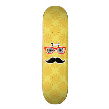 Funny Yellow Hipster Skateboard Deck