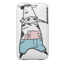 funny zombie cow in jeans iPhone 3 case