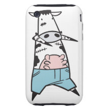 funny zombie cow in jeans tough iPhone 3 case