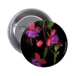 Fuschia Blossoms on Black Buttons