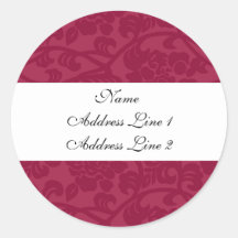 Fuschia Damask Address Labels Stickers