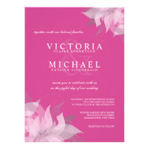 Fuschia Pink and White Floral Wedding Invitations