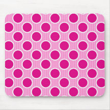 Fuscia Dots on Pink Stripes Mouse Mats